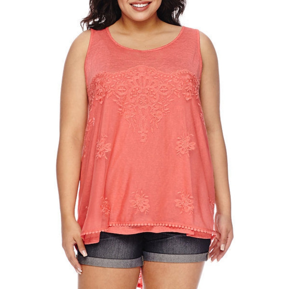 Star Scene Crochet Inset Tank Top Juniors Plus